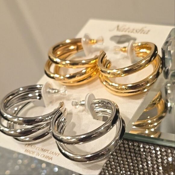 Natasha Couture 3-Layer Dangle Earring Set - Picture 6 of 7